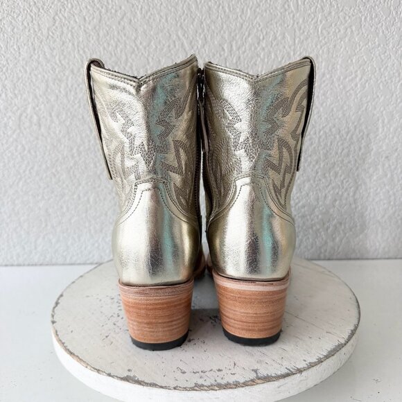 Lane SMOKESHOW Cowboy Bootie Womens 9 Gold Western Cowgirl Short Ankle Boots - Picture 3 of 11
